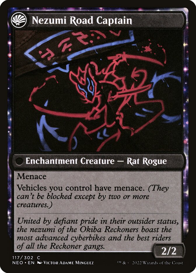 Okiba Reckoner Raid // Nezumi Road Captain (Kamigawa: Neon Dynasty)