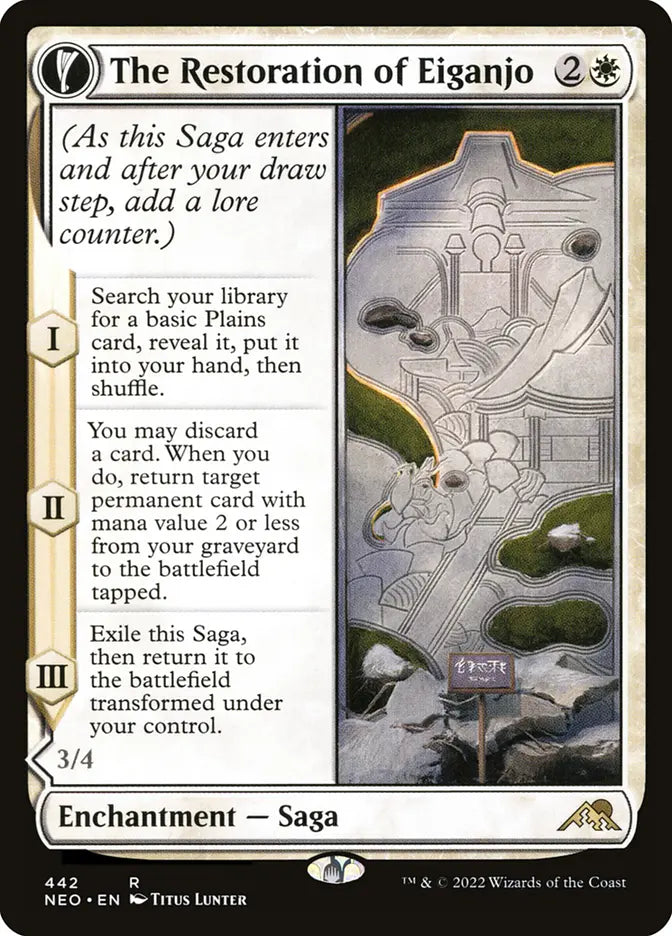 The Restoration of Eiganjo // Architect of Restoration (Kamigawa: Neon Dynasty)