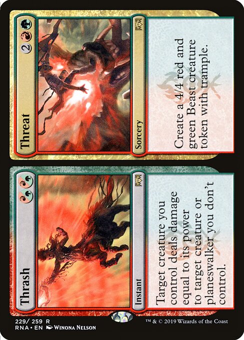 Thrash // Threat (Ravnica Allegiance)