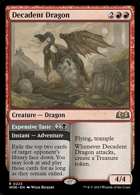 Decadent Dragon // Expensive Taste (Wilds of Eldraine)