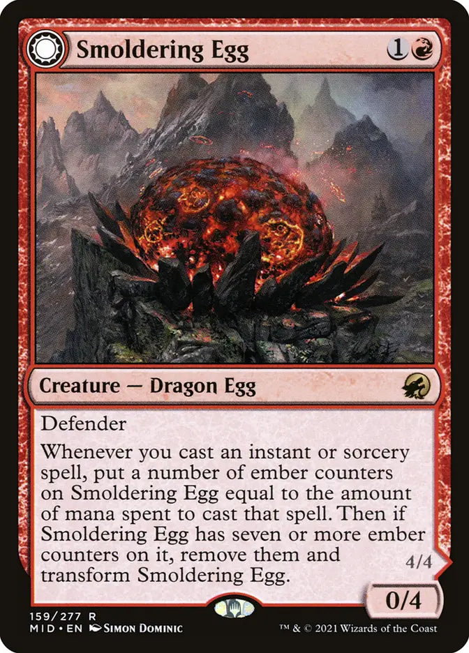 Smoldering Egg // Ashmouth Dragon (Innistrad: Midnight Hunt)