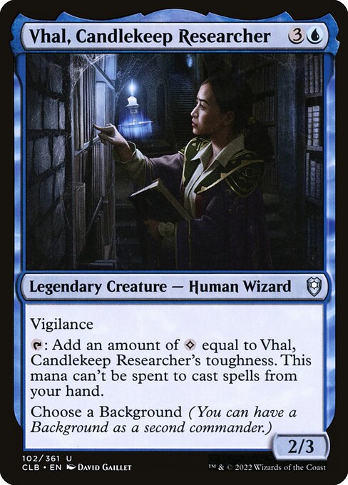 Vhal, Candlekeep Researcher (Commander Legends: Battle for Baldur's Gate)