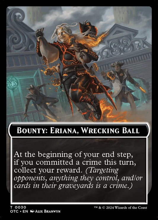 Bounty: Eriana, Wrecking Ball // Wanted! (Outlaws of Thunder Junction Commander Tokens)