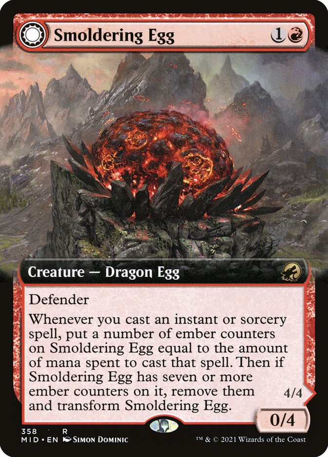 Smoldering Egg // Ashmouth Dragon (Innistrad: Midnight Hunt)