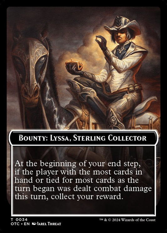 Bounty: Lyssa, Sterling Collector // Wanted! (Outlaws of Thunder Junction Commander Tokens)